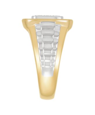 Lab Grown Diamond Cluster Ring (1 ct. t.w.) in 14k Yellow Gold Plated Sterling Silver with Rhodium