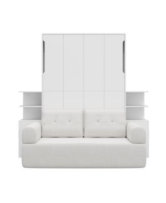 Queen Size Wall Murphy Bed with Sofa and Storage Cabinets