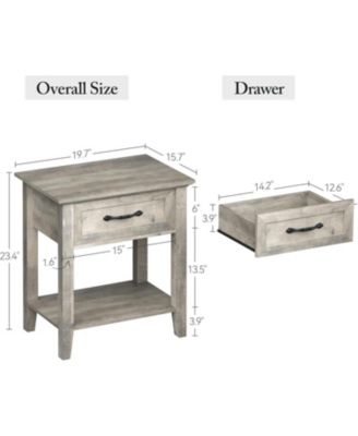 Nightstands, End Table with Drawer, Side Table for Living Room, 2 Tiers Storage Shelves Bedside Table