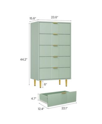 Fluted Dresser for Bedroom with 5 Drawers, 44.3" Tall Modern Chest of Drawers with Metal Handle, Wooden Closet Clothes Storage Organizer