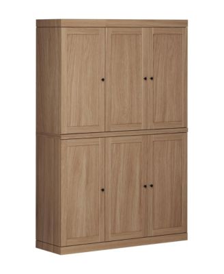 100% Solid European Oak Tall Dining Room Cabinet with Shaker Doors, Modular Design