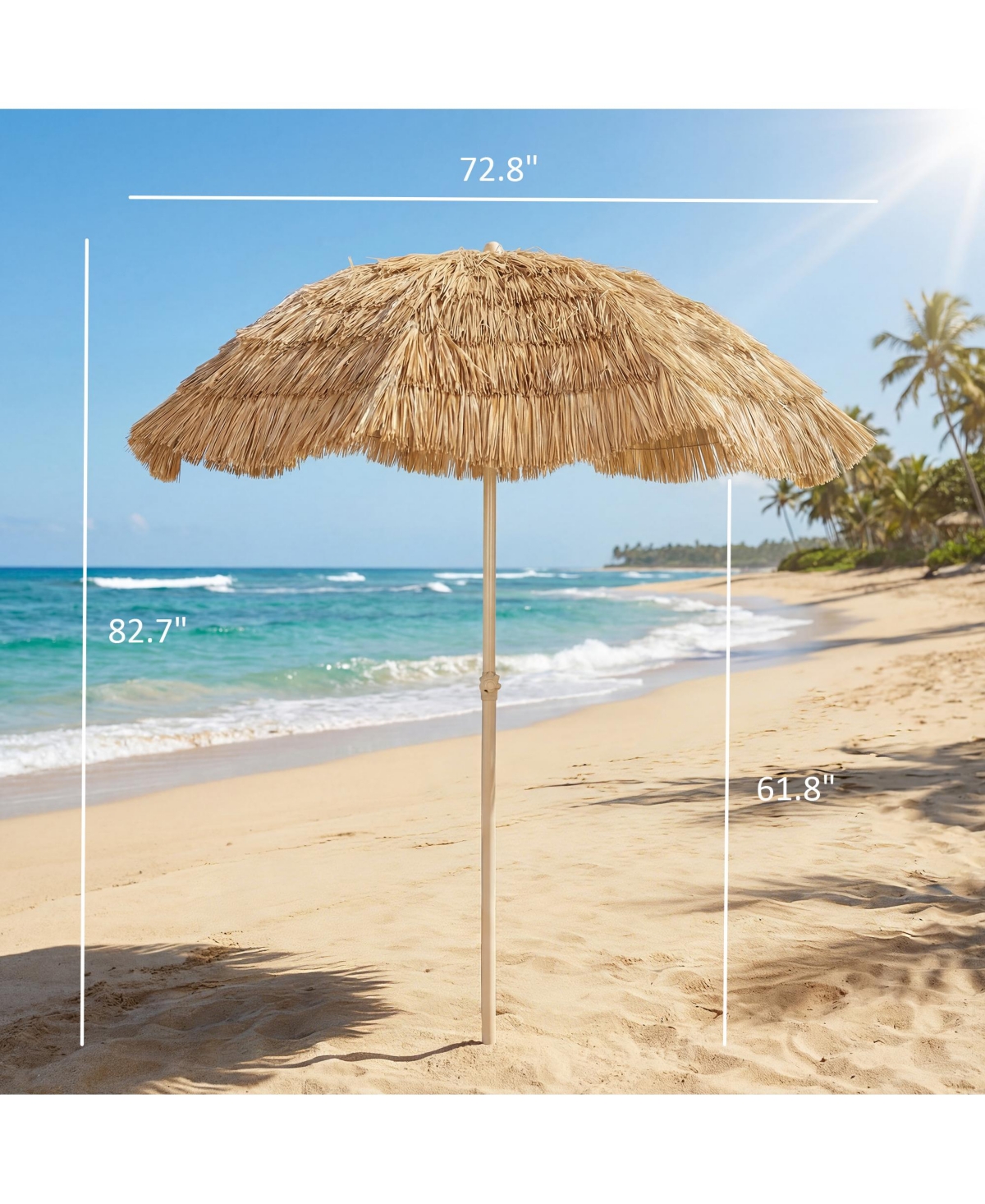 Outsunny Tiki Umbrella, Outdoor Hawaiian Style Patio Umbrella with Carry Bag