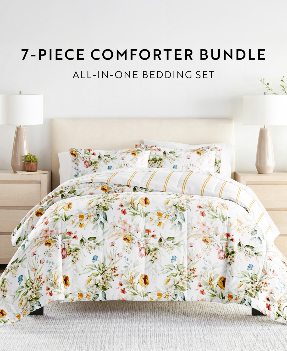 ienjoy Home Bedding Bundle Patterned 5-Piece Comforter Set
