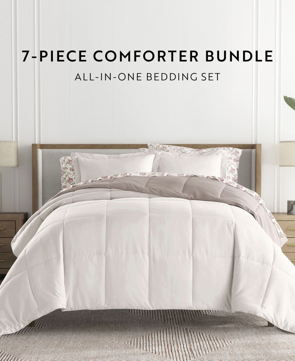 ienjoy Home Bedding Bundle Reversible Pattern 5-Piece Comforter Set, Twin