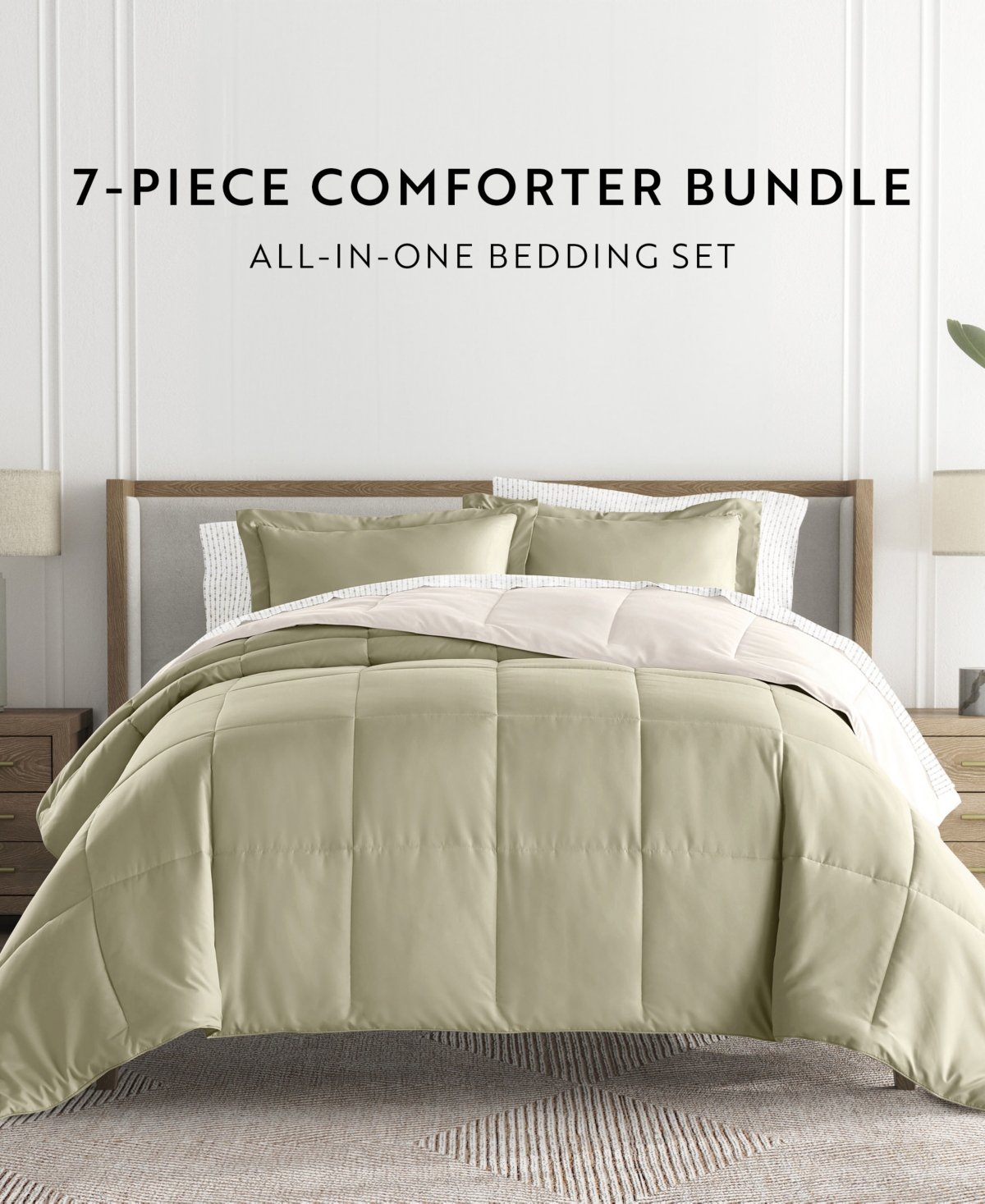 ienjoy Home Bedding Bundle Reversible Pattern -Piece Comforter Set