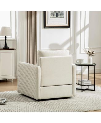  Upholstered Swivel Armchair with Hidden Storage