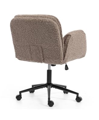 Criss Cross Teddy Fleece Swivel Chair with Adjustable Armrests & Wheels