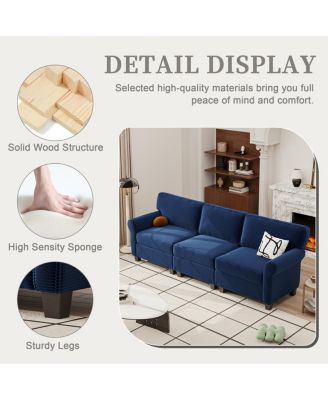 Streamdale 3-Seater Corduroy Sofa Couch with Deep Seats & Armrests