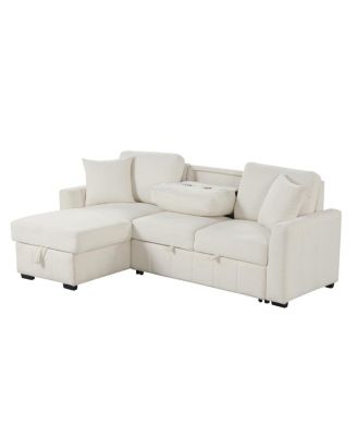 Streamdale L-Shaped Sleeper Sofa w/ Storage Chaise & Cup Holders