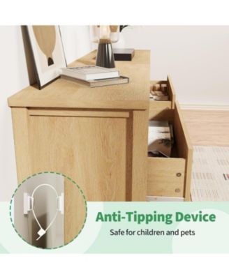 3 Drawer Bedroom Dresser, Wooden Fluted Nightstand End Table & Storage Organizer for Living Room, Hallway, Entryway