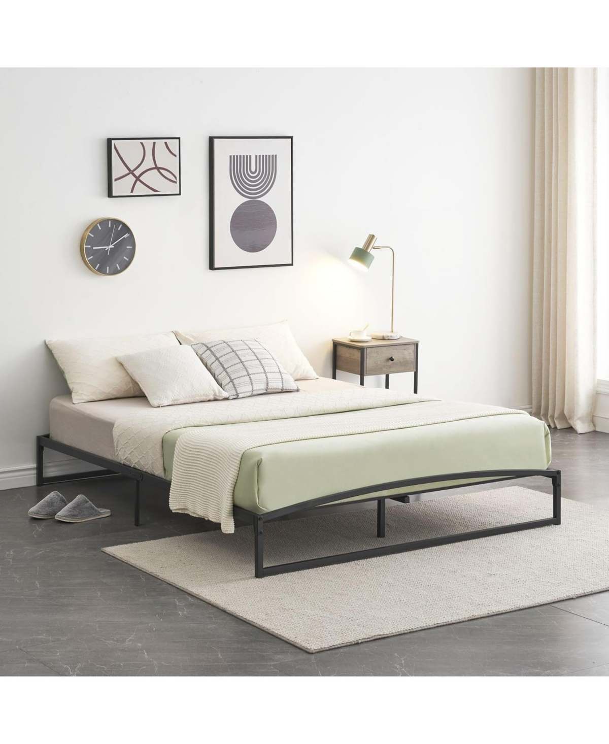 gaomon Low Bed Frame Size, 10 Inch Heavy Duty Metal Platform Bed Frame Low Profile, Mattress Foundation, No Box Spring Needed