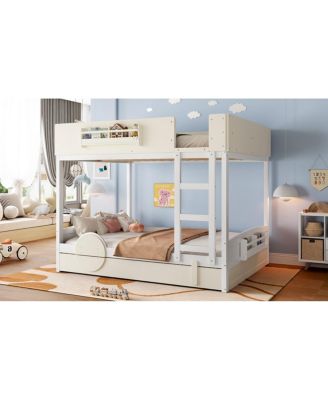 Queen Bunk Bed with Trundle, Bookshelf, and Auto Design for Kids