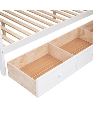 Streamdale Twin L-Shaped Bunk Bed w/ Desk, Wardrobe & 3 Drawers, White