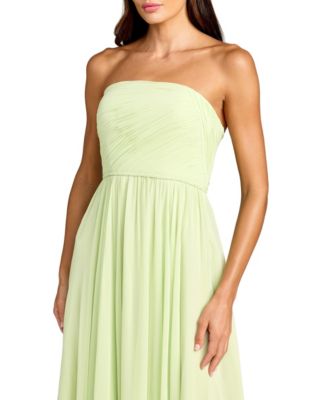 Women's Strapless Chiffon Gown With Braided Belt