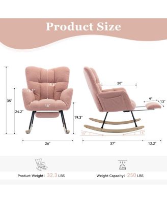 Teddy Fabric Leisure Rocking Chair with Adjustable Footstool