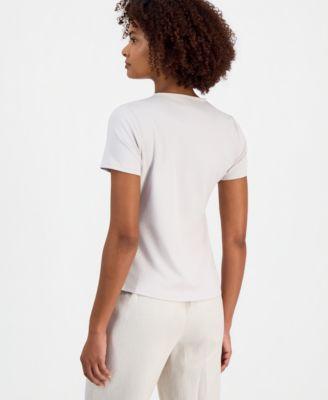 Women's Draped-Front Short-Sleeve Top