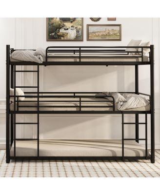 twin over twin bunk bed with three levels