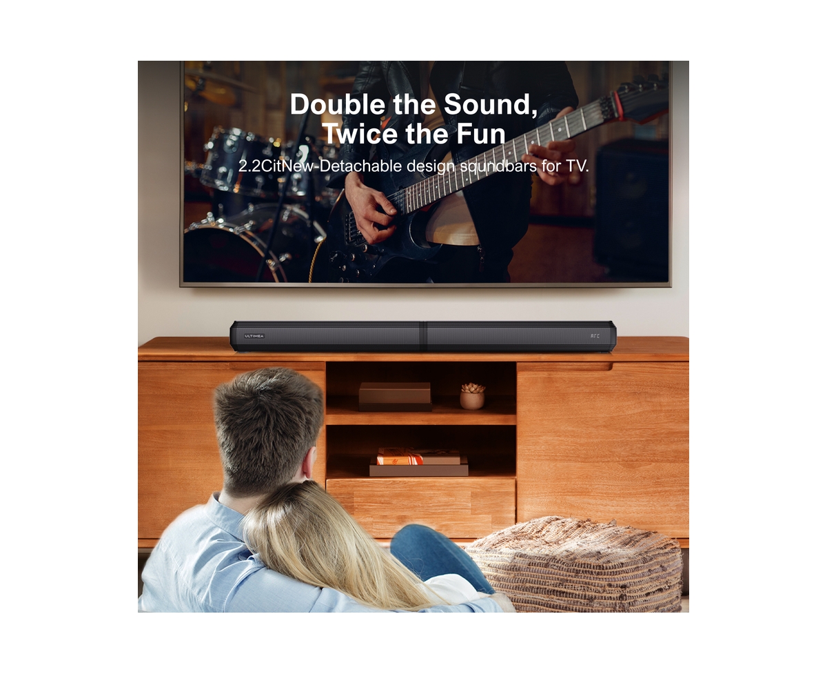 Ultimea 2.2ch Sound Bar for Smart Tv, Peak Power 100W, 2-in-1 Detachable Soundbar for Tv, Bluetooth 5.3 Tv Sound Bar, App, Apollo S40