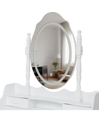 Princess Vanity Desk Set with Mirror & Stool, 4 Drawers, Ample Storage