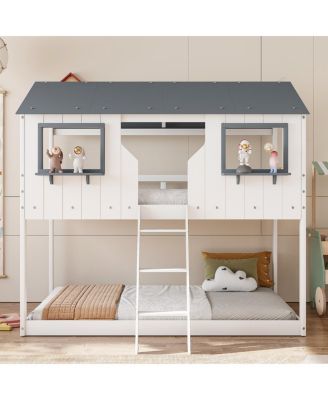 Streamdale Wood Bunk Bed with Roof & Ladder
