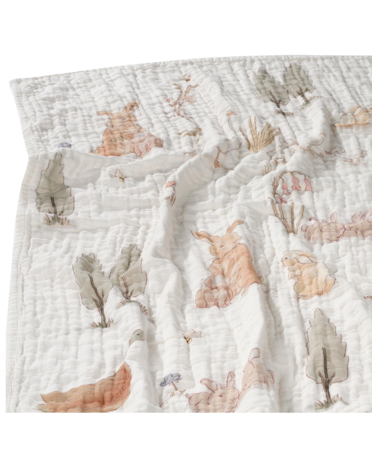 Lambs & Ivy Baby Signature Bunny Hop Organic Cotton Muslin 3-Piece Crib Bedding Set