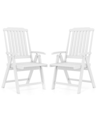 2PCS Foldable Patio Chair w/Armrest Curved Back Slatted Seat for Backyard Deck