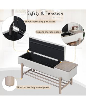 Entryway Shoe Bench with Cushion Top, Flip-Top Storage Compartment and Lower Rack for Hallway, Living Room and Foyer