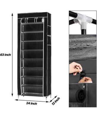 9-Tier Freestanding Shoe Rack - Portable Tower with Nonwoven Fabric Cover