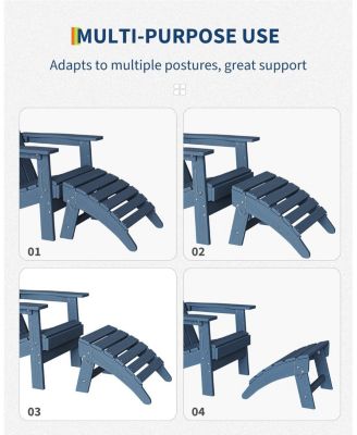 Folding Adirondack Ottoman - HDPE All-Weather Outdoor Footrest for Patio, Deck, Lawn, Poolside - Weather-Resistant