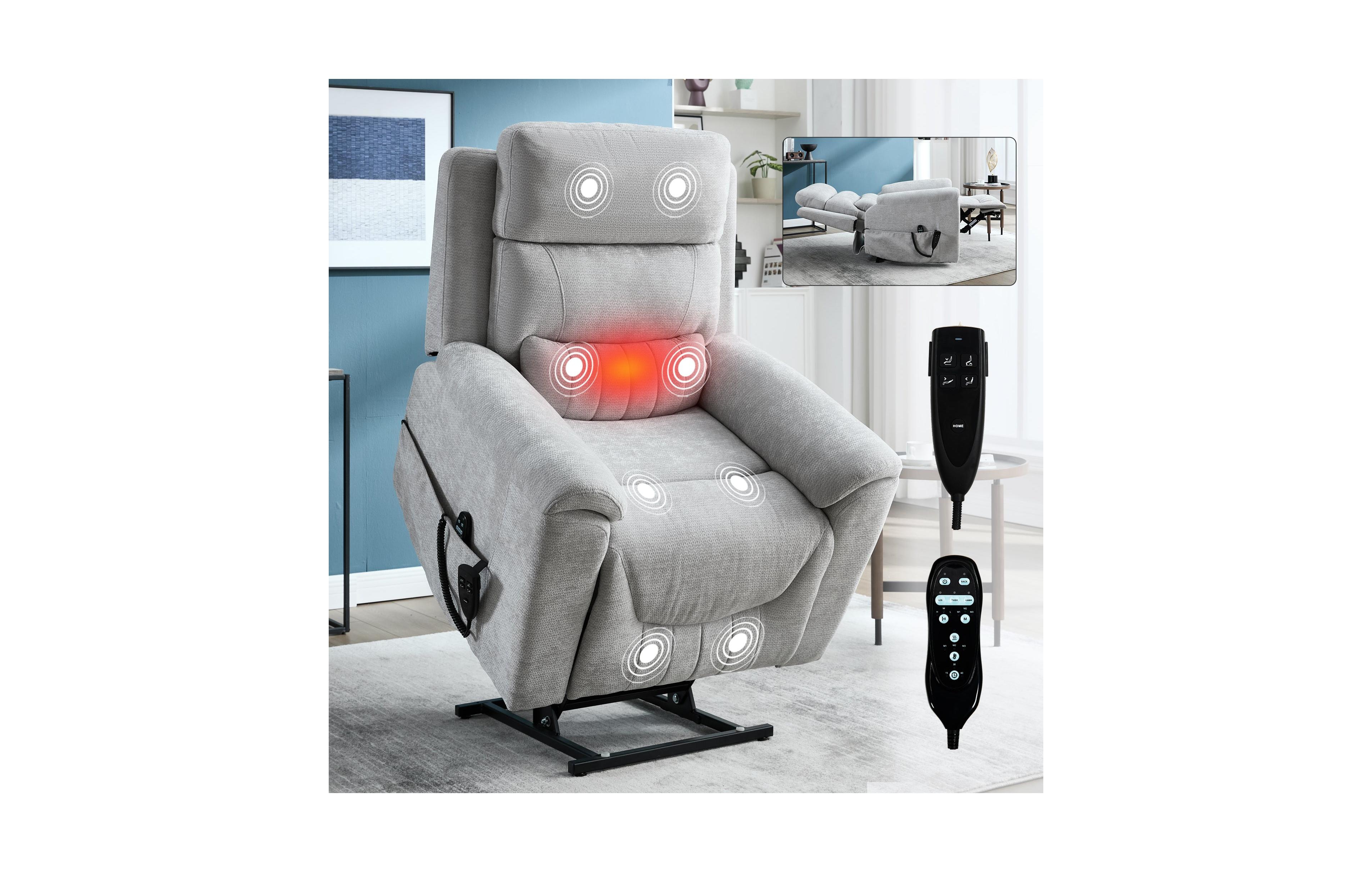 Clihome Power Lift Recliner Chair, Infinite Position Vibration Massage and Lumbar Heating