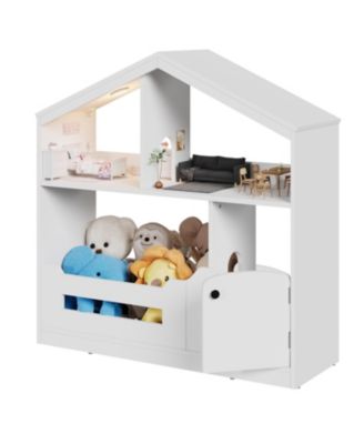 2-Tier Kids Bookshelf and Toy Storage with Toy Storage & Motion Sensor Light