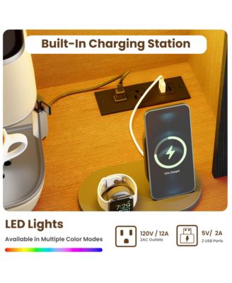 Pantry Cabinet with Charging Station, Kitchen Hutch with Storage Drawers and Adjustable Shelves