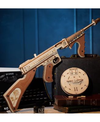 3D Wooden Puzzles for Adults 275pcs Submachine Shooter Rubber Bands Wood Crafts DIY Building Model Kits Assembly Puzzle Gifts for Adults