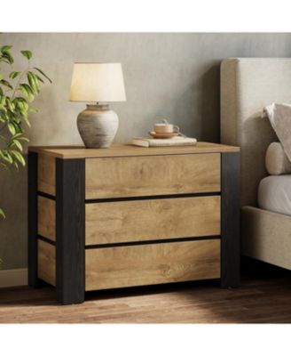 36" Wide Nightstand Set of 2, Extra Large Night Stand with 3 Drawers, Oversized Nightstand Bedside Table, Farmhouse Side End Table