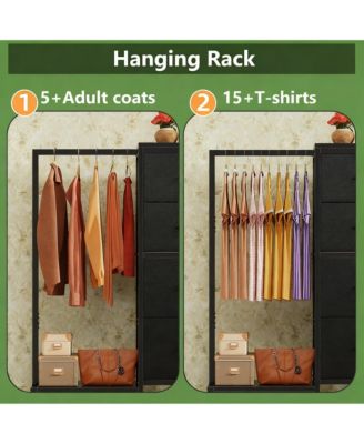 44" Tall 2-in-1 Dresser & Rack, 4 Drawers, Reversible, Sturdy