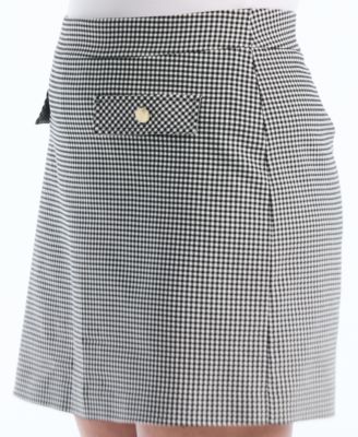 Plus Size Gingham Flap Pocket Skort