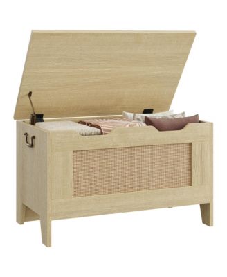 30-Inch Wooden Toy Chest & Storage Bench, Safety Hinge for Kids  Room