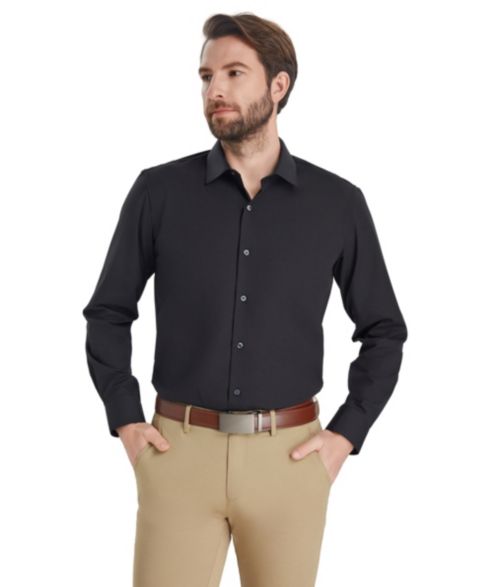 Мужская рубашка Alfani Slim-Fit Solid Dress Shirt, цвет: Чёрный