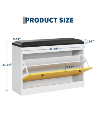 Modern Entryway Shoe Storage Bench with Flip Drawer, PU Cushion & Tipping Bucket Organizer