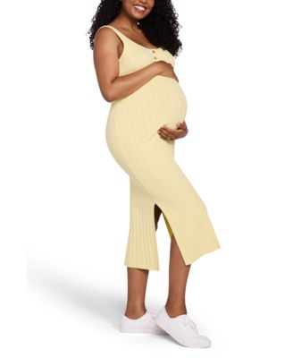 Maternity Motherhood Sleeveless Nursing Henley Midi Dress