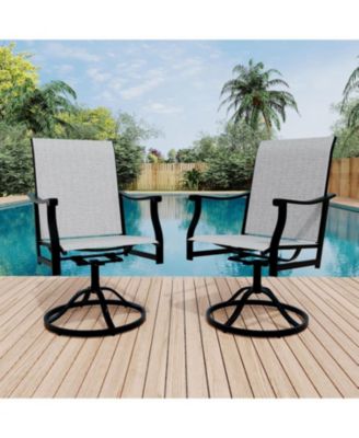 4PCS Outdoor Swivel Dining Chairs With Textilene Breathable Back