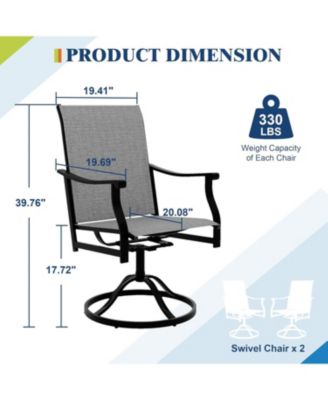 6PCS Outdoor Swivel Dining Chairs With Textilene Breathable Back