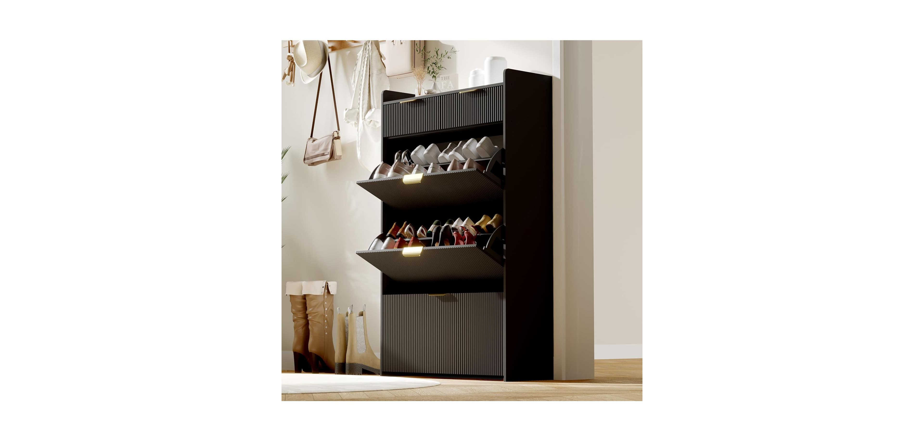 gaomon Modern Fluted Entryway Shoe Cabinet