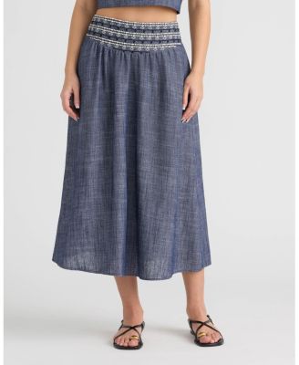 Women's Embroidered Yoke Midi Skirt