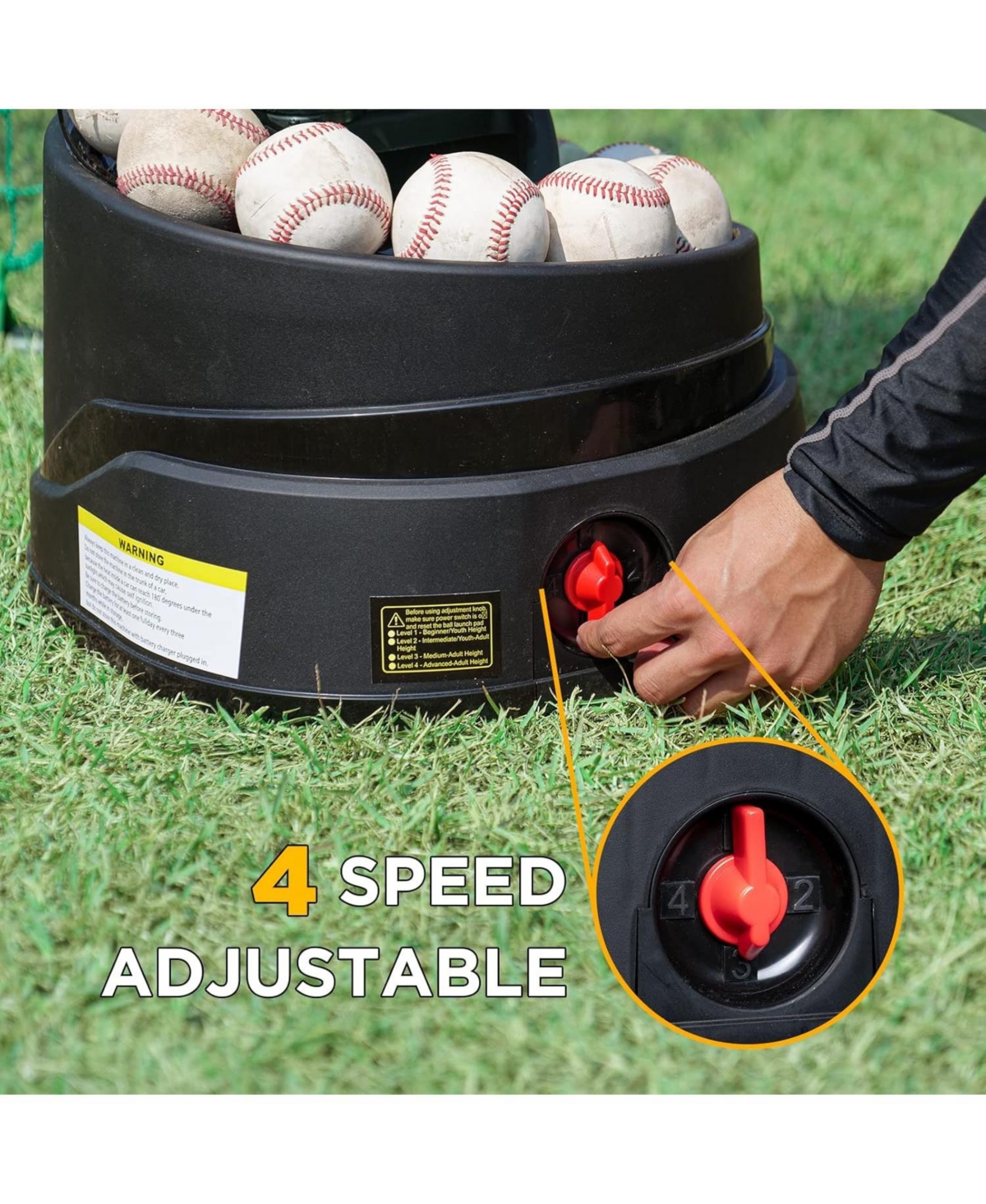 Furlihong Rechargeable Baseball and Softball Toss Machine with Height Adjustment and Extendable Ball Stacker for Hitting and Batting Practice