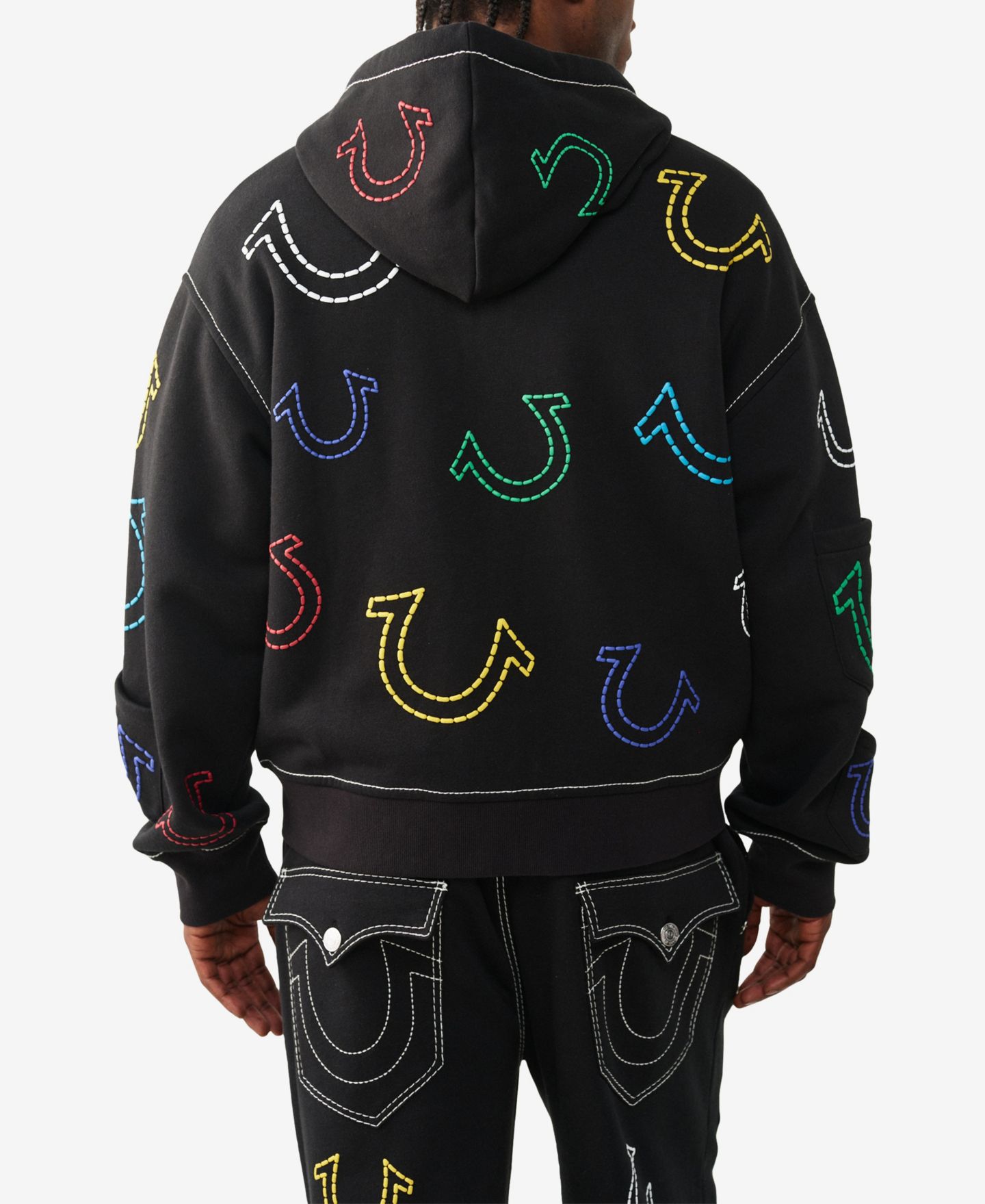 Мужское худи True Religion Long-Sleeve Zipper, цвет: Угольно-чёрный — фото 3