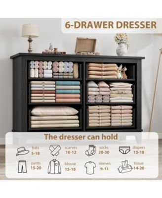 6 Drawer Dresser, 47" Wide Wooden Storage Chest