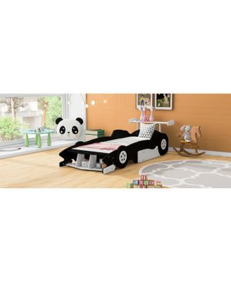  Twin Size Race Car-Shaped Platform Bed with Wheels