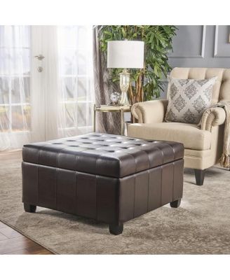 Upholstered Tufted PU Leather Storage Ottoman