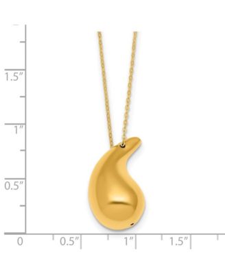 Solid 18k Italian 18" Abstract Polished Puffed Teardrop Necklace